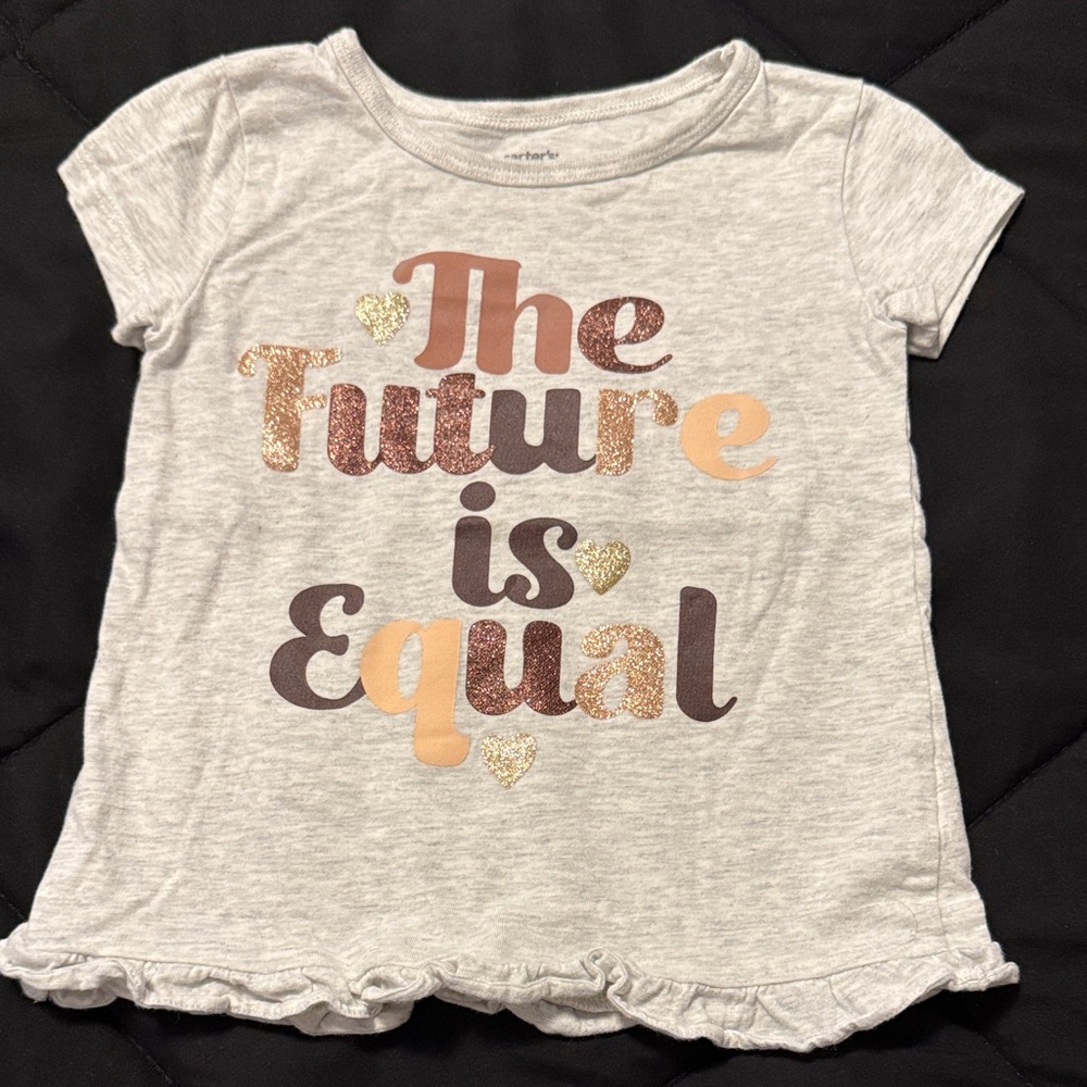 Carter's Gray Tee with Glittery Message
